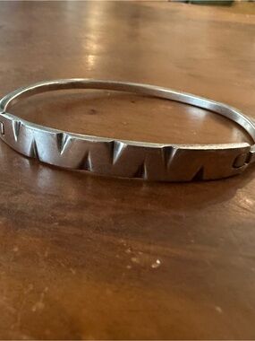 Textured Silver-Tone Spike Cuff Bracelet for Women